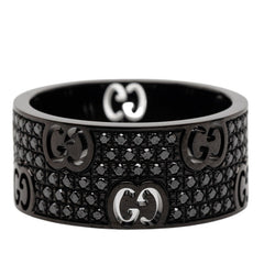 グッチ K18 ゴールド ダイヤ アイコン リング 指輪 #15 レディース GUCCI 14号 【中古】