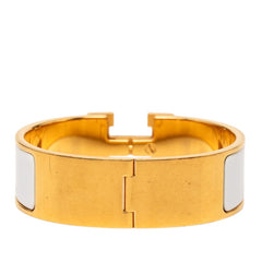 エルメス クリッククラック GM ブレスレット バングル ゴールド ホワイト メッキ レディース HERMES 【中古】