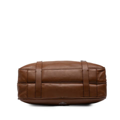 プラダ 三角ロゴプレート ビジネスバッグ ダレスバッグ ブリーフケース ブラウン レザー メンズ PRADA 中古