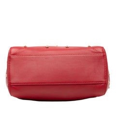 フェンディ ピーカブー XS ハンドバッグ ショルダーバッグ 2WAY 8BN309 レッド レザー ラインストーン レディース FENDI 【中古】