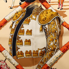 エルメス カレ90 PLAZA DE TOROS 闘牛場 スカーフ アイボリー マルチカラー シルク レディース HERMES 【中古】