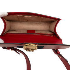 グッチ シルヴィ シェリーライン ショルダーバッグ ワンショルダー 421882 レッド ネイビー レザー メッキ レディース GUCCI 【中古】