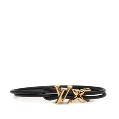 ルイ ヴィトン モノグラム ブレスレット LV ブルーム ブレスレット M8142Z ブラック ゴールド レザー メッキ レディース LOUIS VUITTON 【中古】