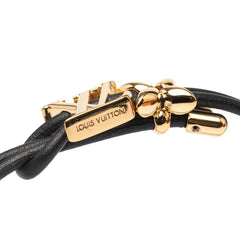 ルイ ヴィトン モノグラム ブレスレット LV ブルーム ブレスレット M8142Z ブラック ゴールド レザー メッキ レディース LOUIS VUITTON 【中古】