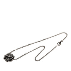 シャネル カメリア ココマーク ネックレス シルバー ブラック メタル ラインストーン レディース CHANEL 【中古】
