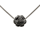 シャネル カメリア ココマーク ネックレス シルバー ブラック メタル ラインストーン レディース CHANEL 【中古】