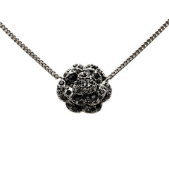 シャネル カメリア ココマーク ネックレス シルバー ブラック メタル ラインストーン レディース CHANEL 【中古】