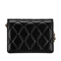 シャネル マトラッセ ココマーク カメリア ミニ チェーン ショルダーウォレット ブラック ラムスキン レディース CHANEL 【中古】