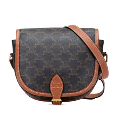 セリーヌ トリオンフ ファルコ ミディアム 斜め掛け ショルダーバッグ ブラウン ブラック PVC レザー レディース CELINE 【中古】