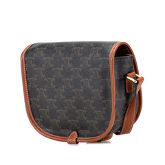 セリーヌ トリオンフ ファルコ ミディアム 斜め掛け ショルダーバッグ ブラウン ブラック PVC レザー レディース CELINE 【中古】