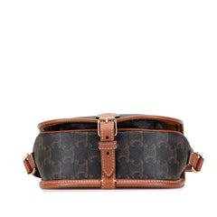 セリーヌ トリオンフ ファルコ ミディアム 斜め掛け ショルダーバッグ ブラウン ブラック PVC レザー レディース CELINE 【中古】