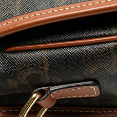 セリーヌ トリオンフ ファルコ ミディアム 斜め掛け ショルダーバッグ ブラウン ブラック PVC レザー レディース CELINE 【中古】