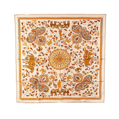 エルメス カレ90 CARRE KANTHA カレカンタ スカーフ ベージュ マルチカラー シルク レディース HERMES 【中古】