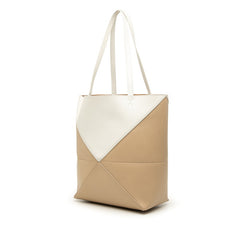 ロエベ パズルフォルド ミディアム トートバッグ ハンドバッグ ベージュ アイボリー レザー レディース LOEWE 中古