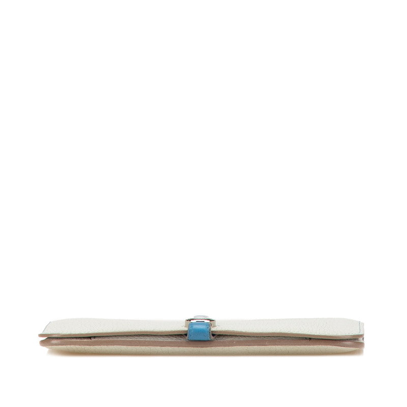 エルメス ドゴンデュオ ドゴンGM 長財布 ライトグレー ブルー トゴ レディース HERMES 【中古】