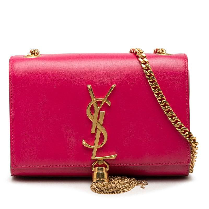 サンローラン YSLモノグラム クラシックケイト タッセル チェーン ショルダーバッグ 354120 ピンク レザー レディース SAINT LAURENT 【中古】