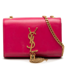 サンローラン YSLモノグラム クラシックケイト タッセル チェーン ショルダーバッグ 354120 ピンク レザー レディース SAINT LAURENT 【中古】