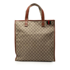 グッチ GGスプリーム シェリーライン トートバッグ 233081 ベージュ ブラウン PVC レザー レディース GUCCI 【中古】