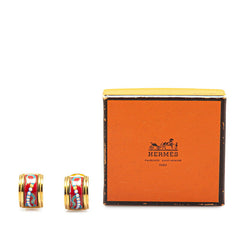 エルメス エマイユ 七宝焼き イヤリング ゴールド レッド メッキ レディース HERMES 【中古】