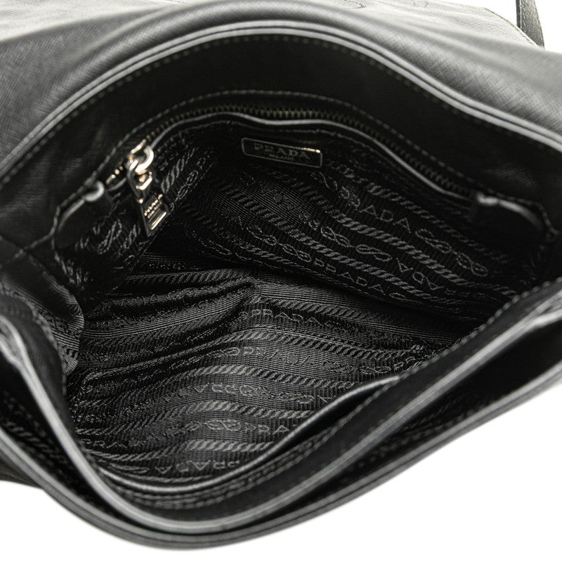 プラダ ロゴ 斜め掛け ショルダーバッグ BT0795 ブラック マルチカラー サフィアーノレザー レディース PRADA 【中古】