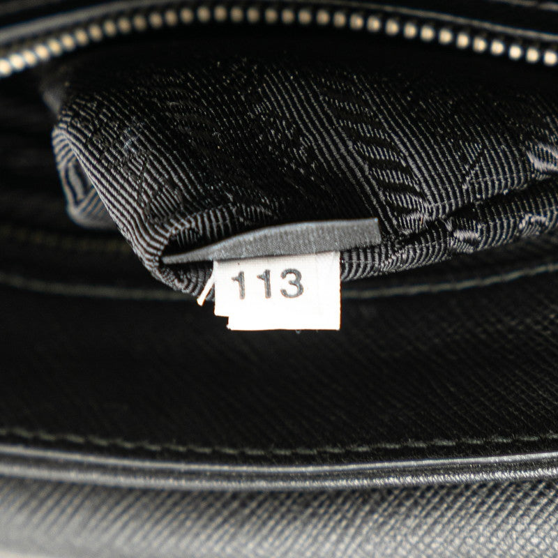 プラダ ロゴ 斜め掛け ショルダーバッグ BT0795 ブラック マルチカラー サフィアーノレザー レディース PRADA 【中古】