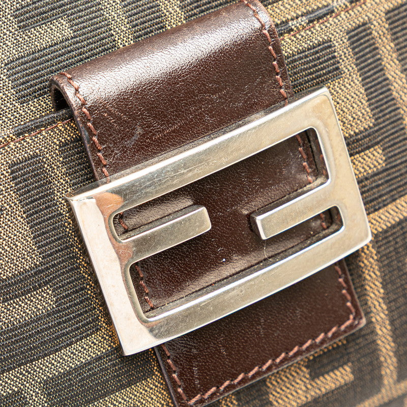フェンディ ズッカ ワンショルダーバッグ 26566 ブラウン ブラック キャンバス レザー レディース FENDI 【中古】