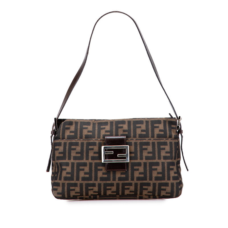 フェンディ ズッカ ワンショルダーバッグ 26566 ブラウン ブラック キャンバス レザー レディース FENDI 【中古】