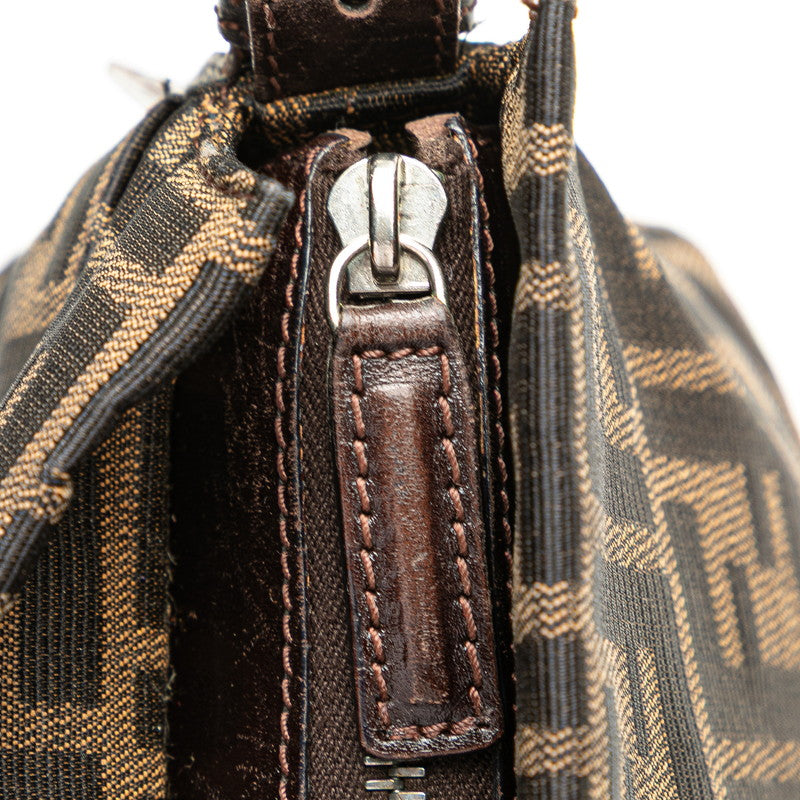 フェンディ ズッカ ワンショルダーバッグ 26566 ブラウン ブラック キャンバス レザー レディース FENDI 【中古】