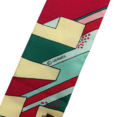 エルメス ツイリー ON A SUMMER DAY オン ア サマーデイ スカーフ ピンク グリーン マルチカラー シルク レディース HERMES 【中古】