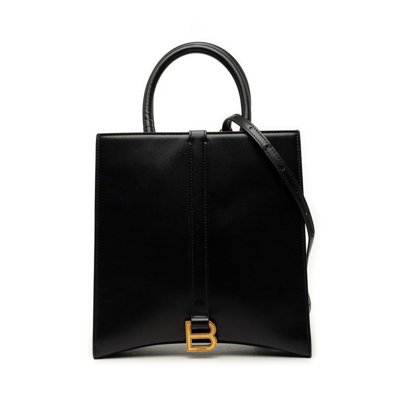 バレンシアガ Bロゴ ハンドバッグ 2WAY ショルダーバッグ ブラック ゴールド レザー レディース BALENCIAGA 【中古】