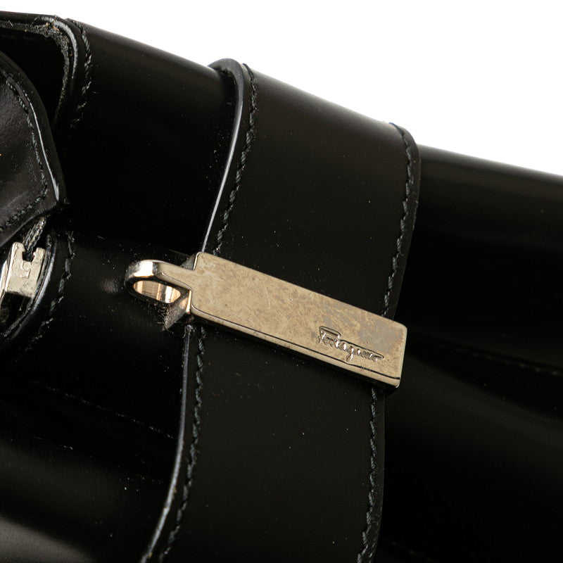 サルヴァトーレフェラガモ ガンチーニ ハンドバッグ ショルダーバッグ 2WAY DY-21 0166 ブラック レザー レディース Salvatore Ferragamo 【中古】