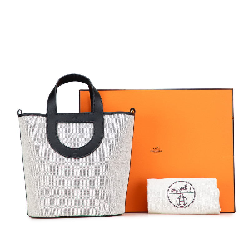 エルメス インザループ23 ハンドバッグ エクリュ ブラック トワルアッシュ スイフト レディース HERMES 【中古】