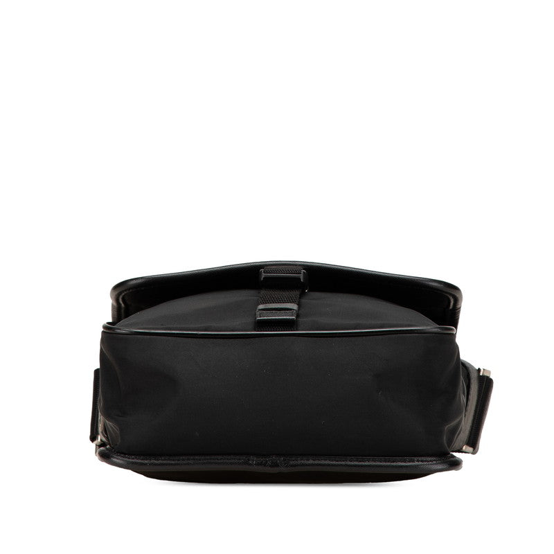 プラダ 三角ロゴプレート ショルダーバッグ ブラック ナイロン レザー レディース PRADA 【中古】