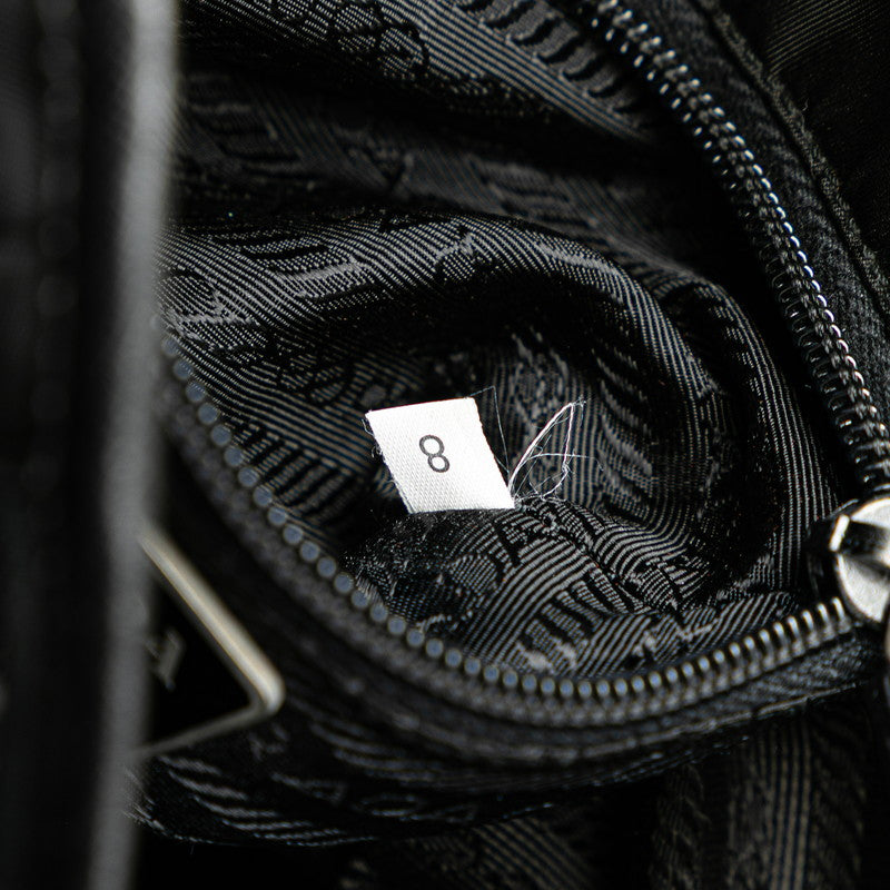 プラダ 三角ロゴプレート ショルダーバッグ ブラック ナイロン レザー レディース PRADA 【中古】