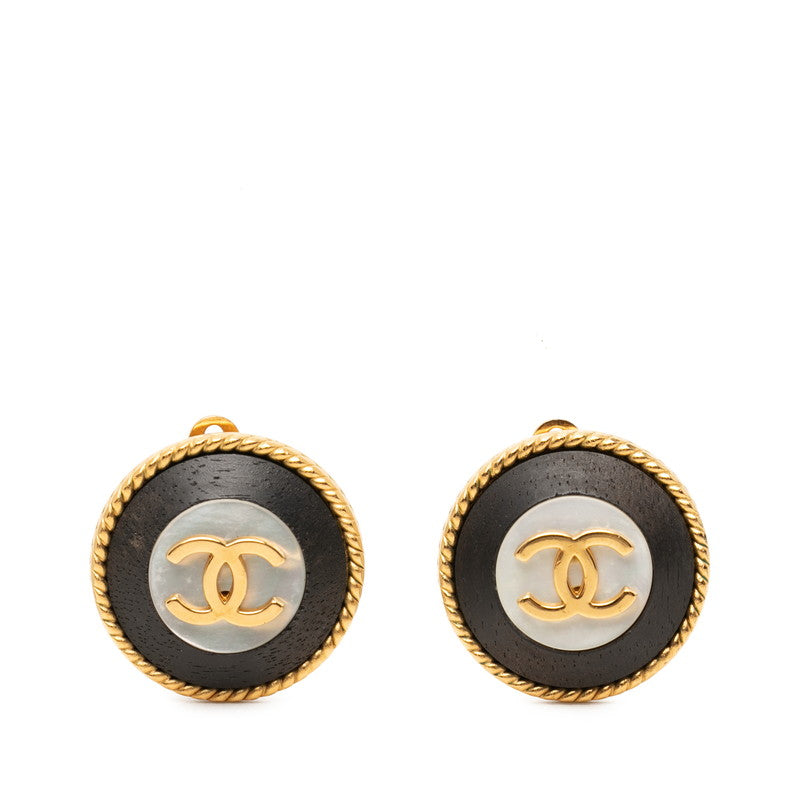 シャネル ココマーク ヴィンテージ ラウンド イヤリング ゴールド ブラック メッキ レディース CHANEL 【中古】