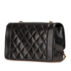 シャネル マトラッセ ダイアナ25 ココマーク 斜め掛け チェーン ショルダーバッグ ブラック ラムスキン レディース CHANEL 【中古】