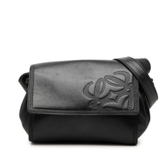 ロエベ アナグラム 斜め掛け ショルダーバッグ ブラック レザー レディース LOEWE 中古