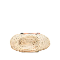 ロエベ アナグラム バスケットバッグ ハンドバッグ ベージュ オレンジ ラフィア レザー レディース LOEWE 【中古】