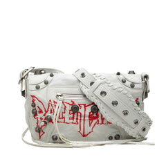 バレンシアガ Le Cagole XS DIY Metal 斜め掛け ショルダーバッグ 719082 ホワイト レザー レディース BALENCIAGA 中古