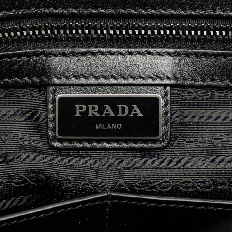 プラダ ロゴ メッセンジャーバッグ ショルダーバッグ ブラック レザー メンズ PRADA 【中古】