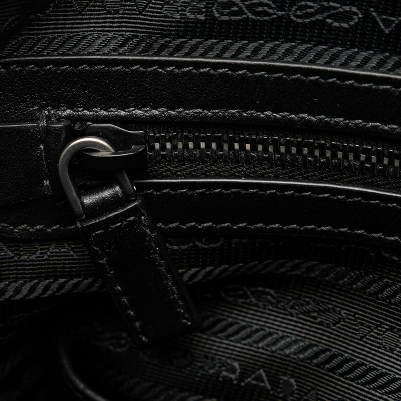 プラダ ロゴ メッセンジャーバッグ ショルダーバッグ ブラック レザー メンズ PRADA 【中古】