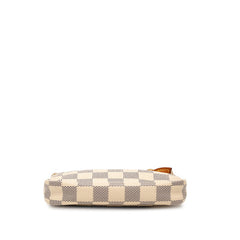 ルイ ヴィトン ダミエ アズール ミニ ポシェット アクセソワール アクセサリーポーチ ハンドバッグ N58010 ホワイト PVC レザー レディース LOUIS VUITTON 【中古】