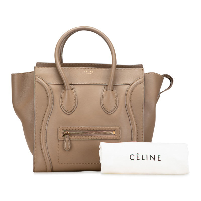 セリーヌ ラゲージ マイクロショッパー ハンドバッグ ベージュ レザー レディース CELINE 【中古】