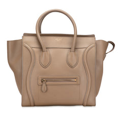 セリーヌ ラゲージ マイクロショッパー ハンドバッグ ベージュ レザー レディース CELINE 【中古】