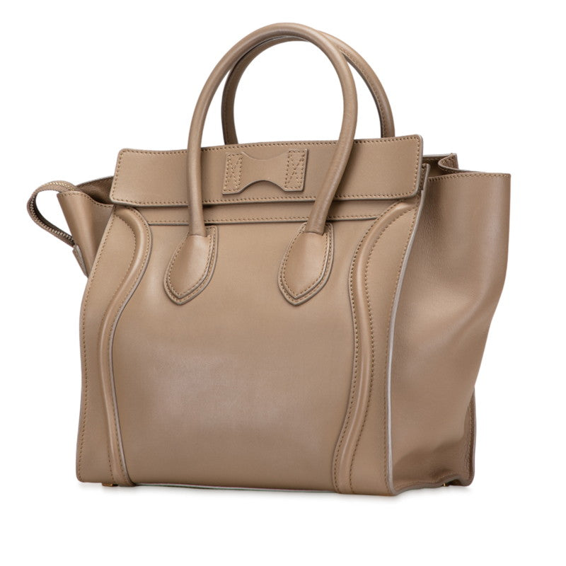 セリーヌ ラゲージ マイクロショッパー ハンドバッグ ベージュ レザー レディース CELINE 【中古】