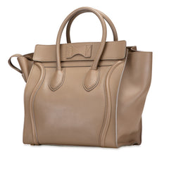 セリーヌ ラゲージ マイクロショッパー ハンドバッグ ベージュ レザー レディース CELINE 【中古】