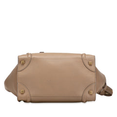 セリーヌ ラゲージ マイクロショッパー ハンドバッグ ベージュ レザー レディース CELINE 【中古】