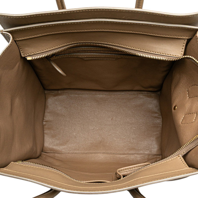 セリーヌ ラゲージ マイクロショッパー ハンドバッグ ベージュ レザー レディース CELINE 【中古】