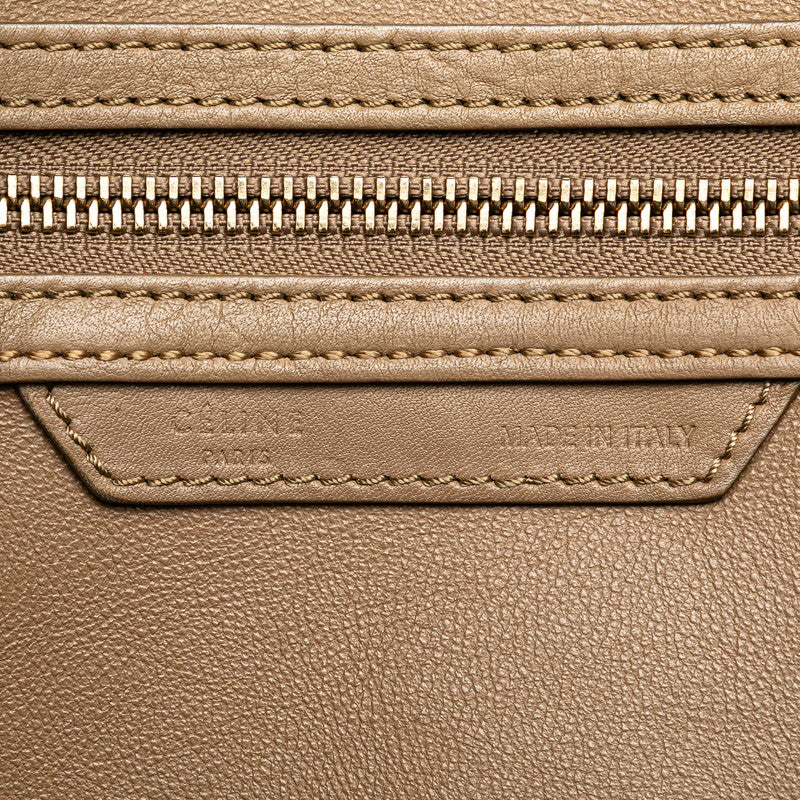 セリーヌ ラゲージ マイクロショッパー ハンドバッグ ベージュ レザー レディース CELINE 【中古】
