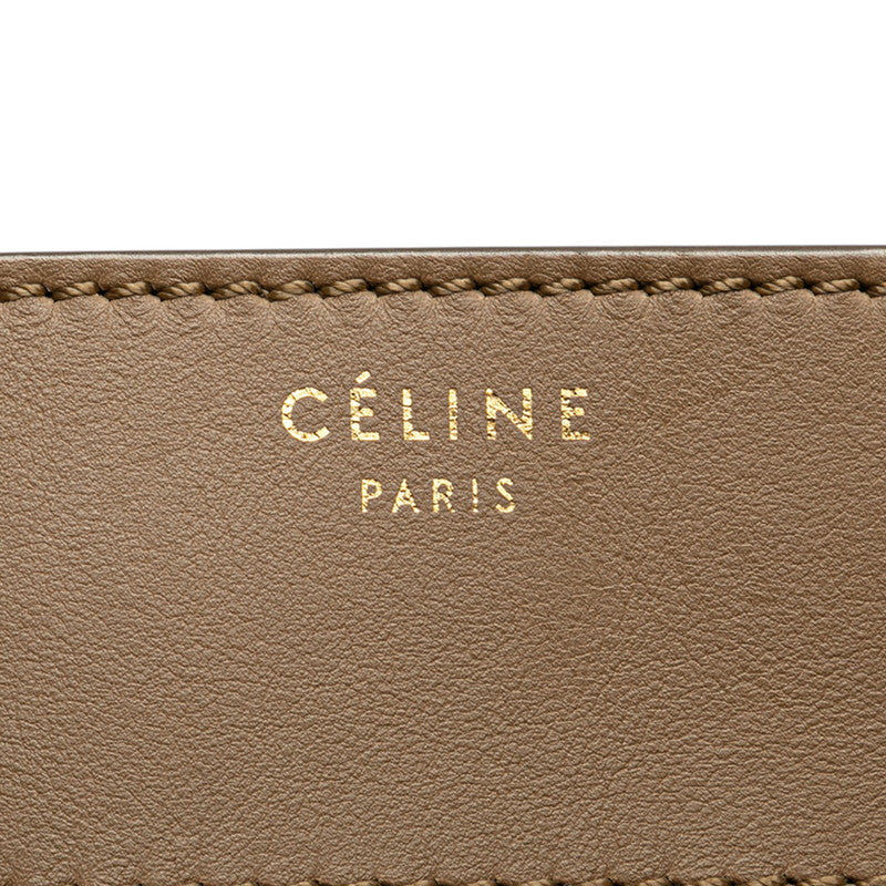 セリーヌ ラゲージ マイクロショッパー ハンドバッグ ベージュ レザー レディース CELINE 【中古】